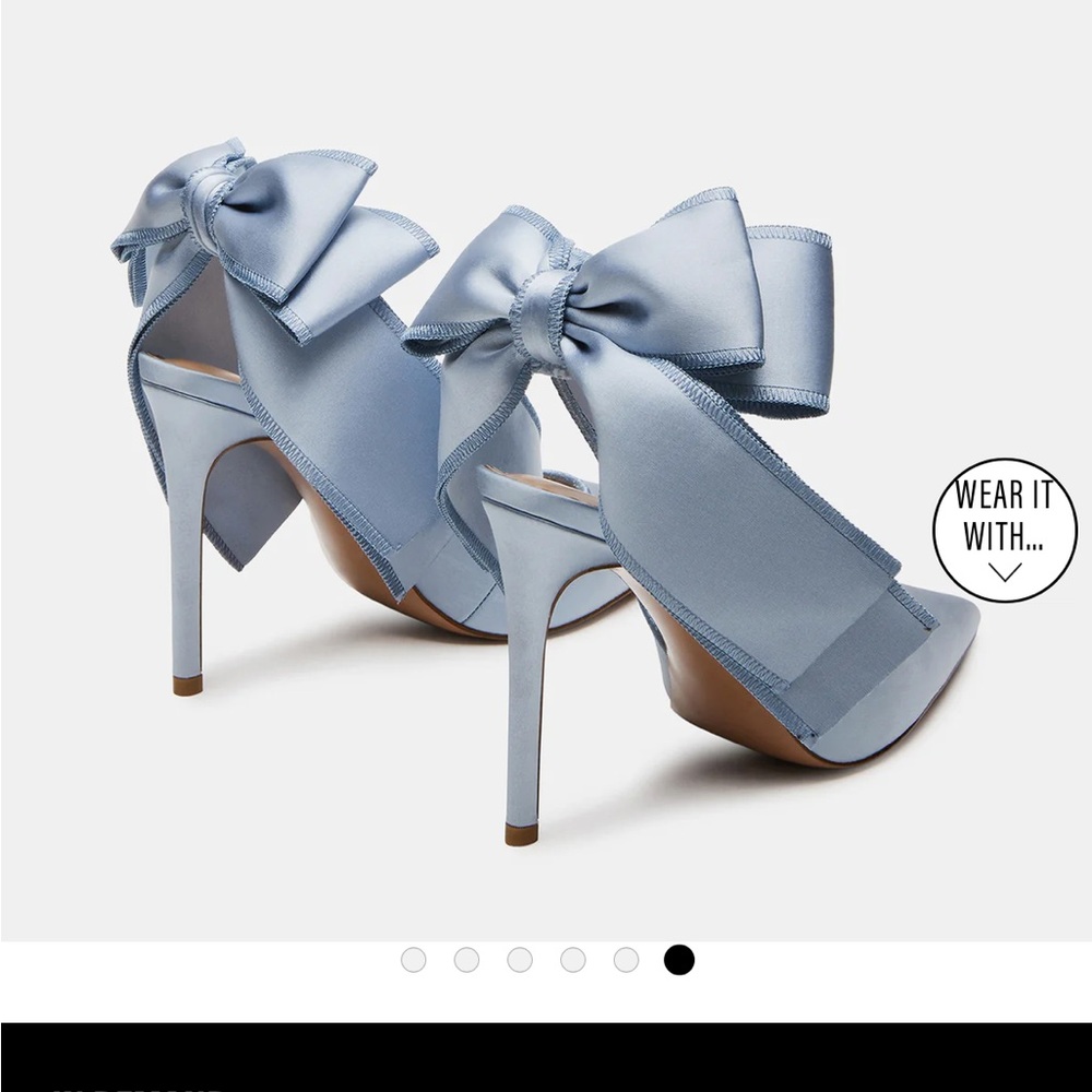 Steve Madden Light Blue Satin Bow Heels - Picture 6 of 6